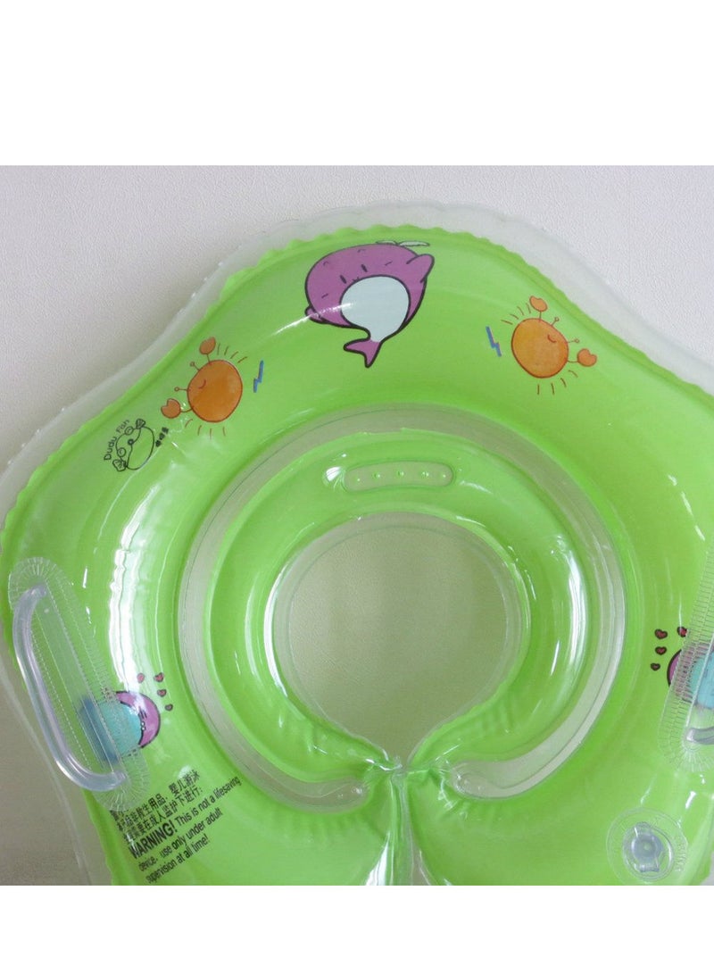 Swimming Baby Accessories Neck Ring Tube Safety Infant Float Circle for Bathing Inflatable Dolphin Inflatable Water (Green)