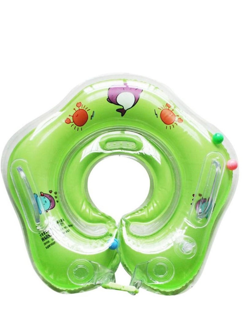 Swimming Baby Accessories Neck Ring Tube Safety Infant Float Circle for Bathing Inflatable Dolphin Inflatable Water (Green)
