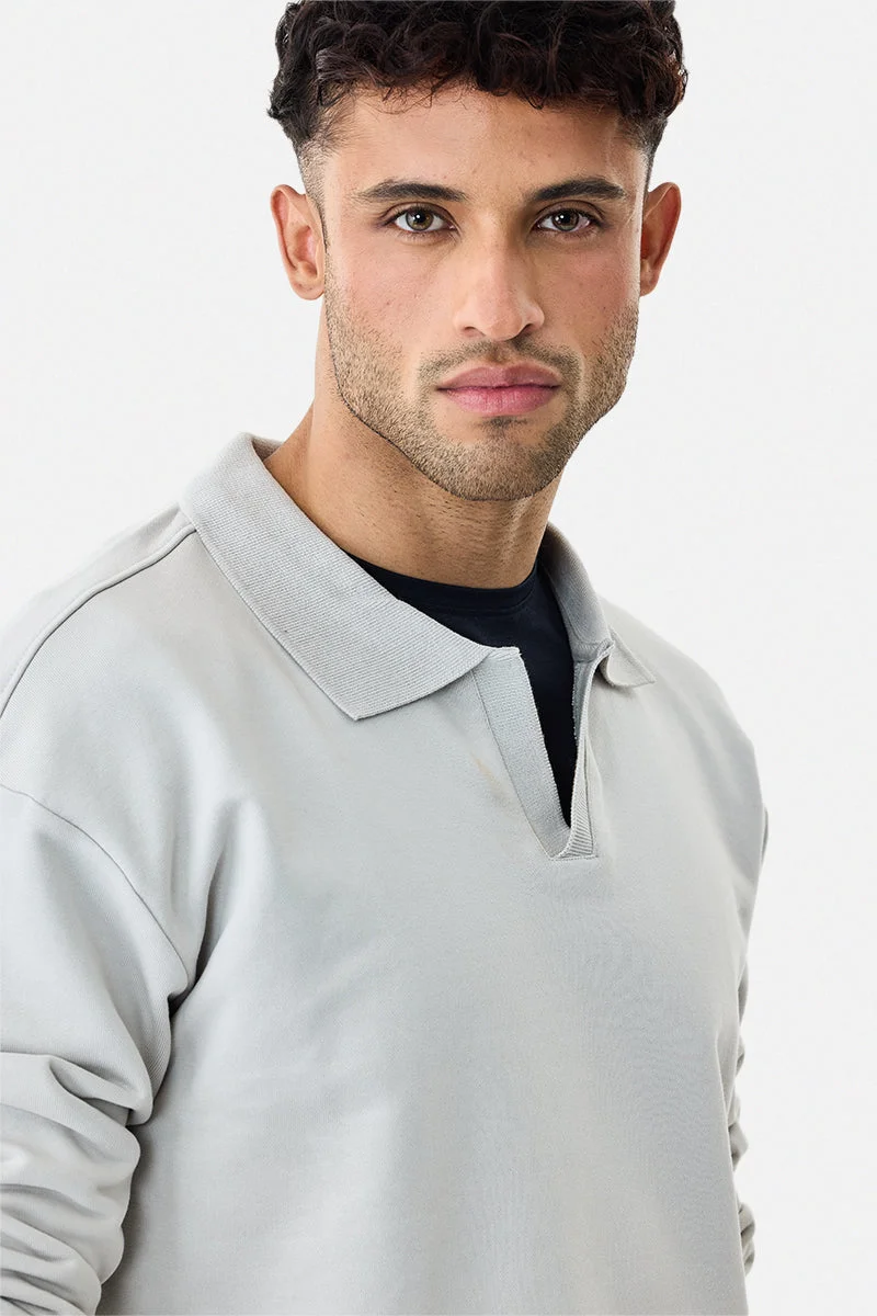 Snitch Grey Oversized Polo Sweatshirt for Men | Best Price UAE