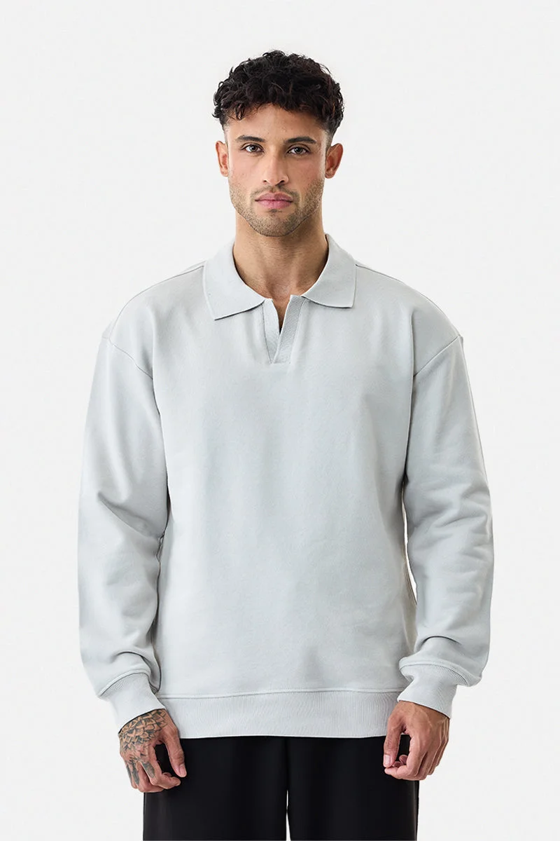 Snitch Grey Oversized Polo Sweatshirt for Men | Best Price UAE
