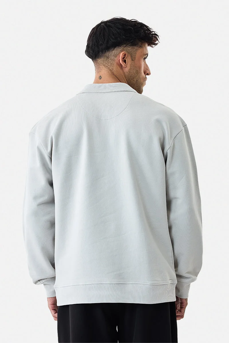 Snitch Grey Oversized Polo Sweatshirt for Men | Best Price UAE