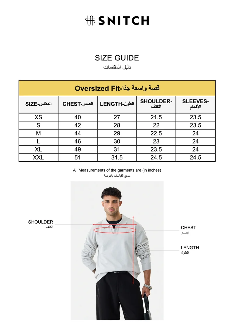 Snitch Grey Oversized Polo Sweatshirt for Men | Best Price UAE
