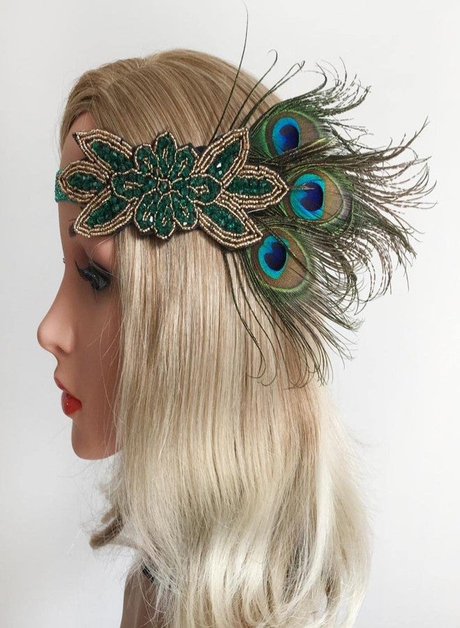 Generic Womens Peacock Feather Roaring 20s Headpiece 1920s Flapper Headband, Green | Womens Accessories |Hair Accessories - Image 4