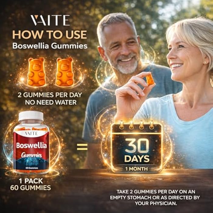 VAITE Boswellia Serrata Extract Gummies 1200mg – Joint Support Supplement with Indian Frankincense, Boswellic Acid, and Botanical Resin Extract, Vegetarian for Women and Men, Non-GMO, Gluten-Free - Image 4