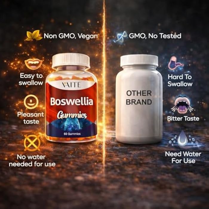 VAITE Boswellia Serrata Extract Gummies 1200mg – Joint Support Supplement with Indian Frankincense, Boswellic Acid, and Botanical Resin Extract, Vegetarian for Women and Men, Non-GMO, Gluten-Free - Image 5