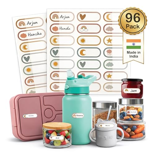 Chic Buddy 80 Waterproof Name Stickers for Kids School | Write On Labels for Bottle, Lunchbox, Books | Personalized Name Tags | Strong Adhesive, Smudge Proof | Chic Buddy - Image 1