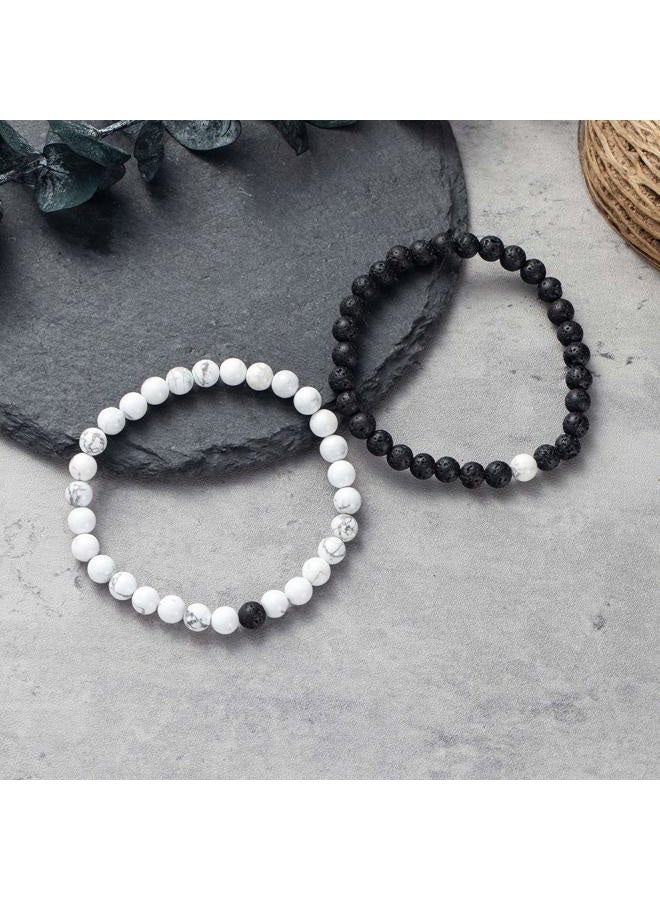 Softones SOFTONES 6MM Lava Rock Aromatherapy Anxiety Essential Oil Diffuser Beads Bracelet for Women Men,Friendship Couples Gifts Natural Stone Bracelets  - Image 4