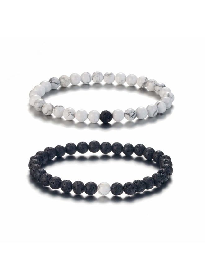 Softones SOFTONES 6MM Lava Rock Aromatherapy Anxiety Essential Oil Diffuser Beads Bracelet for Women Men,Friendship Couples Gifts Natural Stone Bracelets  - Image 1