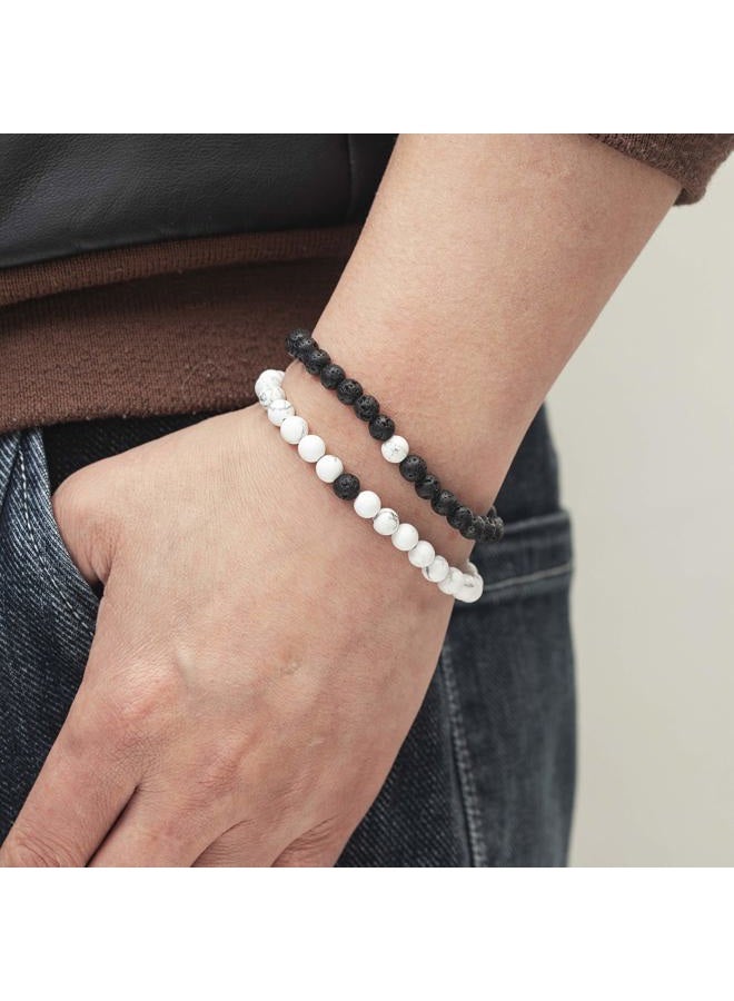 Softones SOFTONES 6MM Lava Rock Aromatherapy Anxiety Essential Oil Diffuser Beads Bracelet for Women Men,Friendship Couples Gifts Natural Stone Bracelets  - Image 3