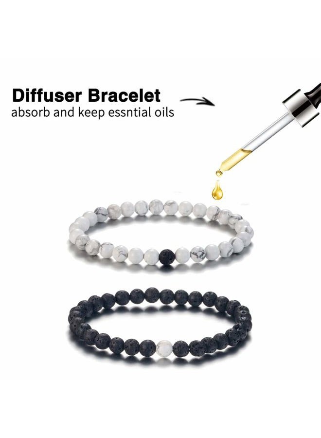 Softones SOFTONES 6MM Lava Rock Aromatherapy Anxiety Essential Oil Diffuser Beads Bracelet for Women Men,Friendship Couples Gifts Natural Stone Bracelets  - Image 5