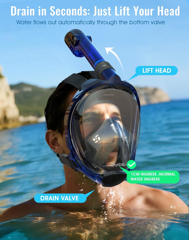 Greatever G2 Full Face Snorkel Mask with Latest Dry Top System,Foldable 180 Degree Panoramic View Snorkeling Mask with Camera Mount,Safe Breathing,Anti-Leak&Anti-Fog - Image 5