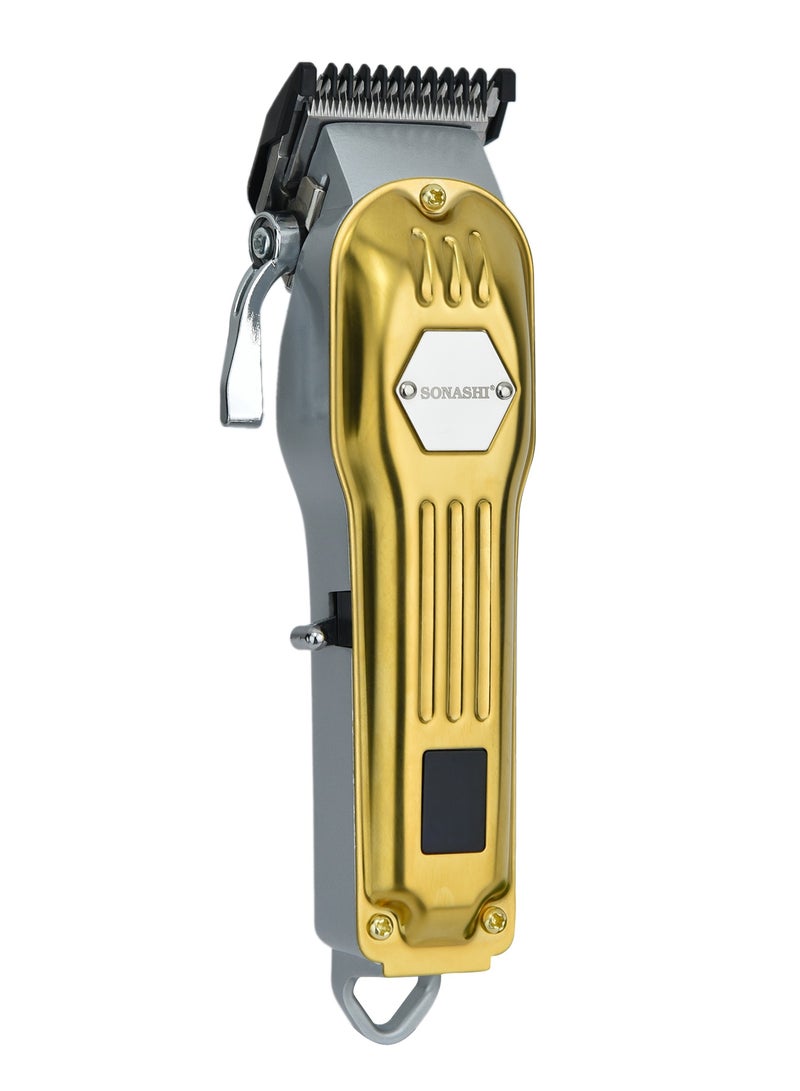 SONASHI Rechargeable Hair Clipper With Digital LCD Display  2 Hours Continuous Working Time Sharp And Carbon Steel Cutter Blade With HighQuality Metal Body Chargeable And Cordless  SHC-1061 Gold - Image 4
