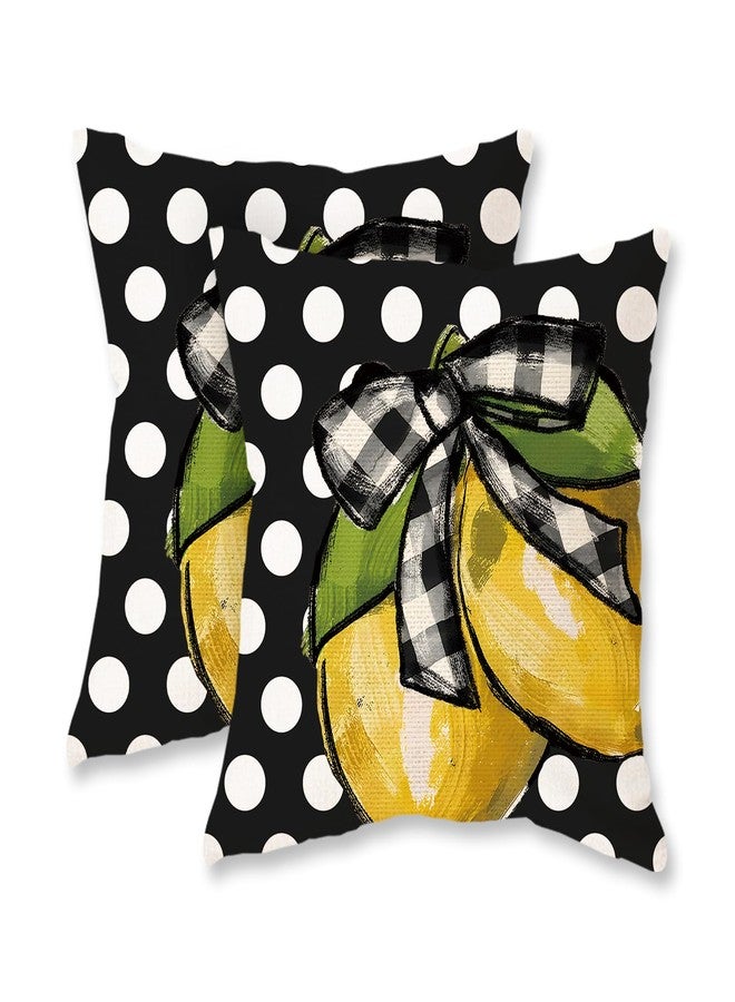 TAJWE Summer Lemon Pillow Covers 18x18 Set of 2 Farmhouse Dots Outdoor Decorative Cushion Cases for Sofa Couch Home Decorations Black - Image 1