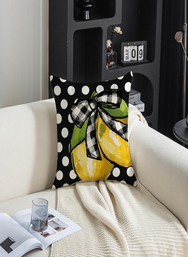 TAJWE Summer Lemon Pillow Covers 18x18 Set of 2 Farmhouse Dots Outdoor Decorative Cushion Cases for Sofa Couch Home Decorations Black - Image 3