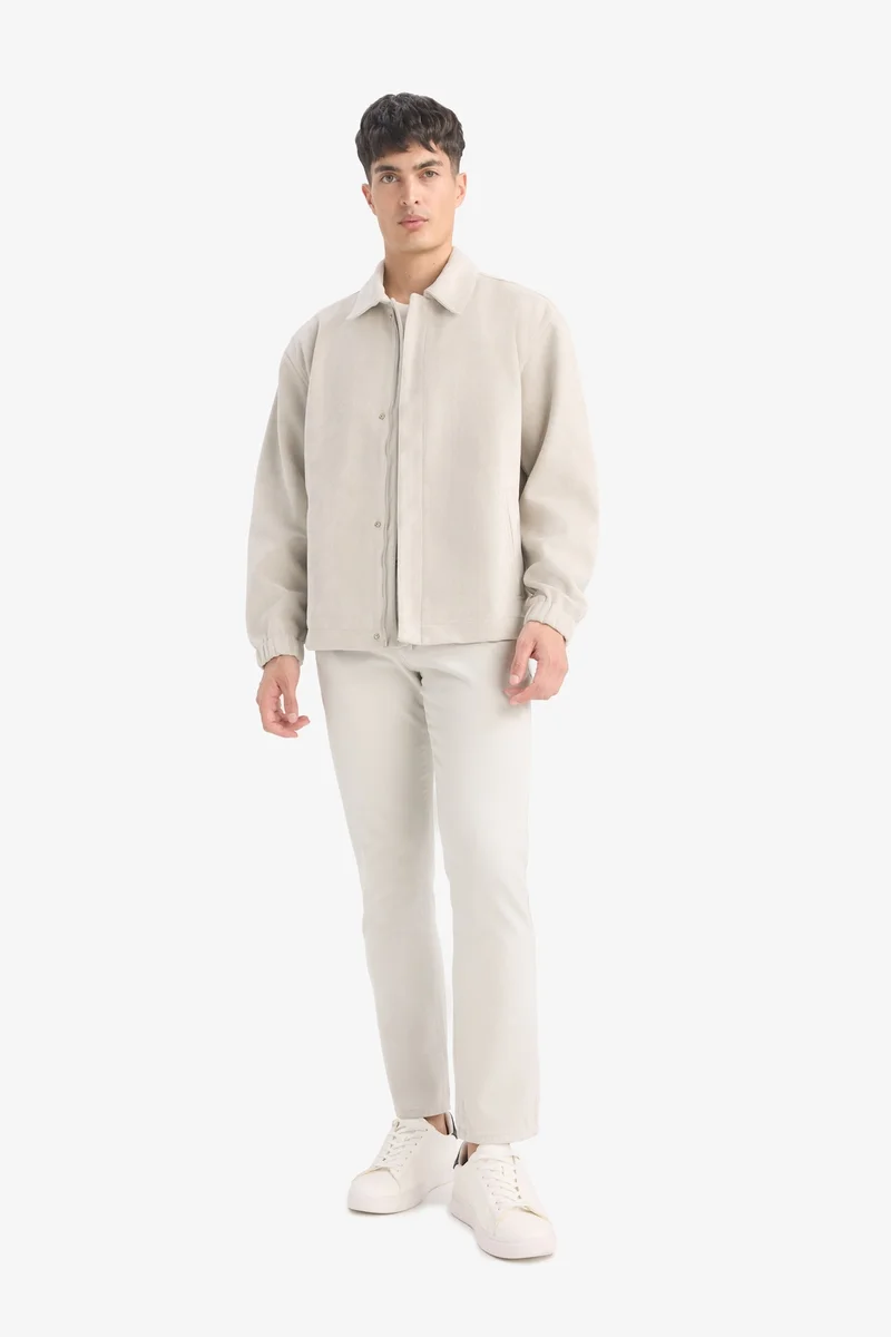 Defacto  Oversize Fit Shirt Collar Zippered Suede Jacket for Men | Best Price UAE