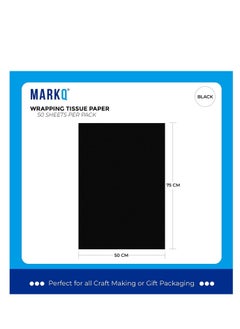 MARKQ Black Gift Wrapping Tissue Paper Sheets for DIY Crafts, Gift Bags, Holidays, Birthdays, 50 x 75 cm (50 Sheets)  - Image 2