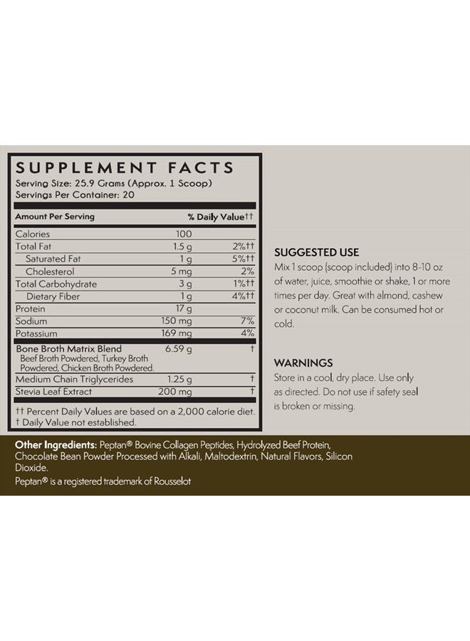 Terra Origin Collagen Protein Bone Broth Powder, Natural Collagen from Real Whole Food Sources with 17g Protein, for Hair, Skin, Nail and Joint Support, 20 Servings, Chocolate - Image 2
