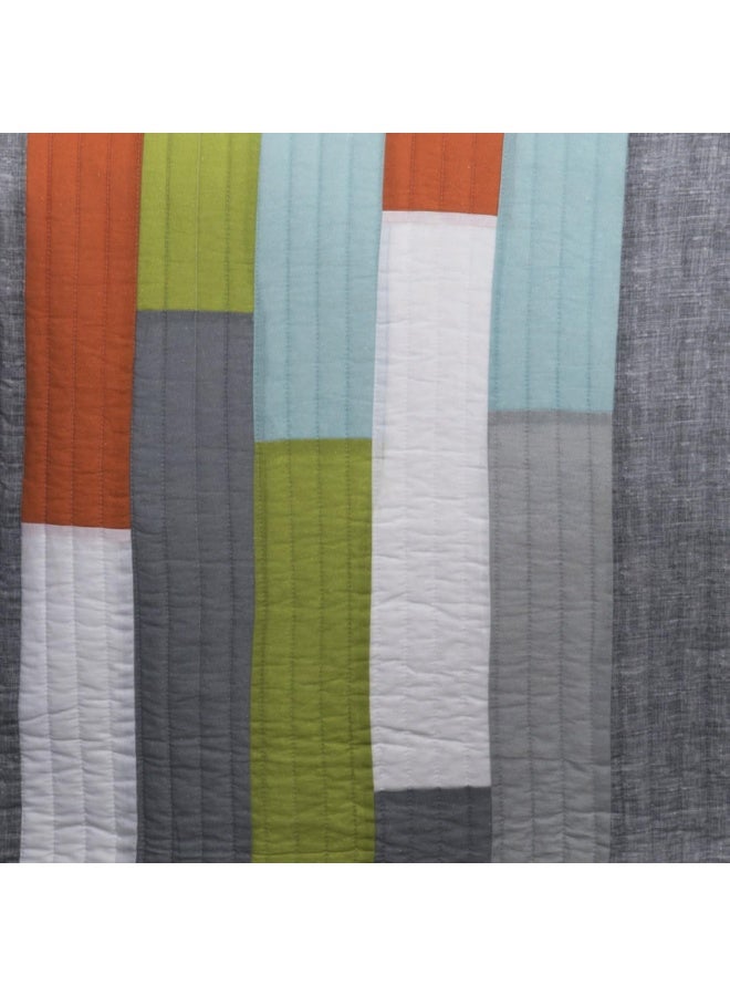 Lush Decor Lush Decor Shelly Stripe Quilt  Modern Geometric Pattern Reversible 2 Piece Bedding Set  Twin  Orange  Gray  - Image 4