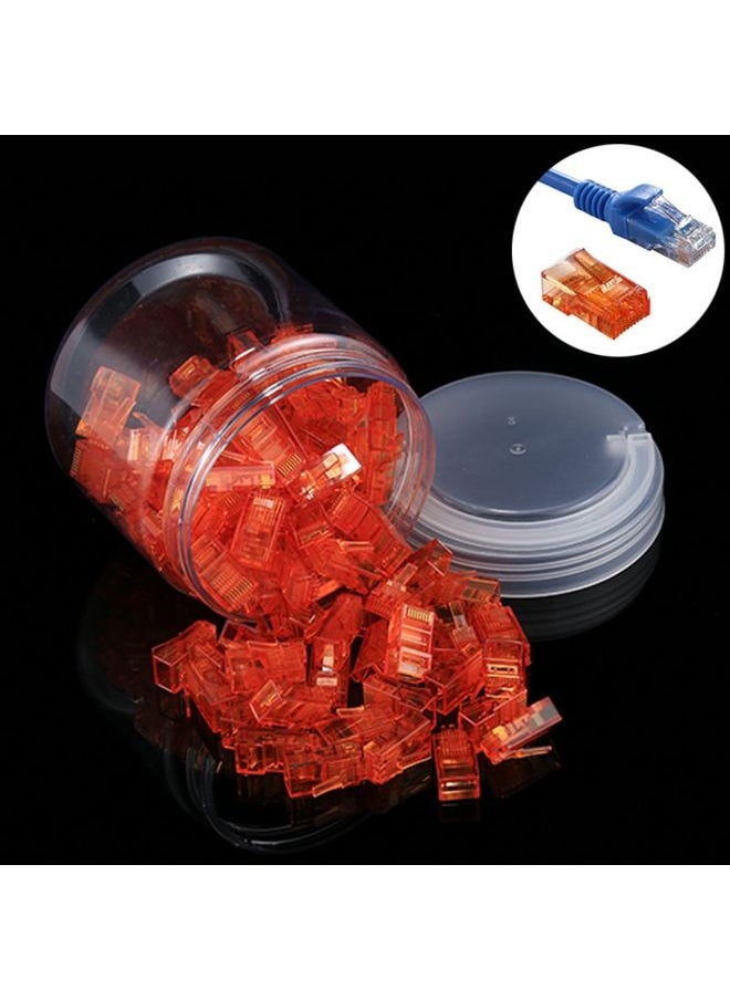 BURAQ 100 PCS Anpwoo Amp01 RJ45 Connector Modular Plug(Orange)  - Image 1