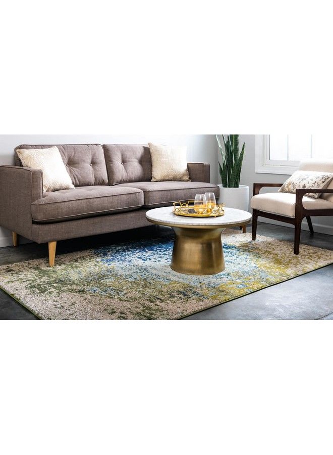 Unique Loom سجادة منطقة عصرية ملونة بألوان خفيفة من مجموعة استريلا 3 قدم × 5 قدم أزرق بيج - Image 3