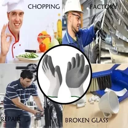 QTM Anti Cutting Cut Resistant Hand Safety Gloves CutProof Protection with Rubber Grade Free 3 Pair  - Image 2