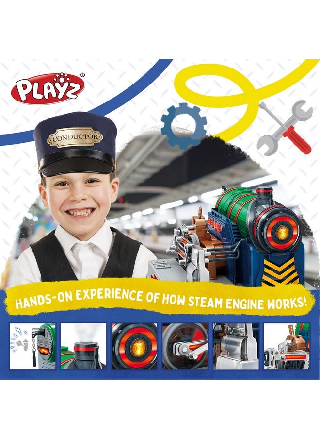 Playz - Train Steam Engine Model Kit To Build For Kids With Real Steam Stem Science Kits For Kids Model Engine Kits For Adults And Educational Hobby Gift Mini Engine Set Engineering Toy Boys & Girls - Image 1