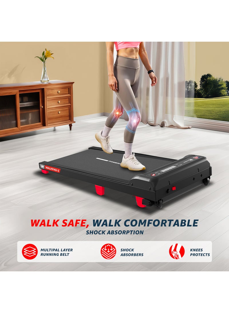 PowerMax Fitness Walkpad-2 Under-Desk Treadmill for Home Use | 3.0 HP Motor, 2% Manual Incline, Shock Absorption 110kg Weight Capacity - Image 5