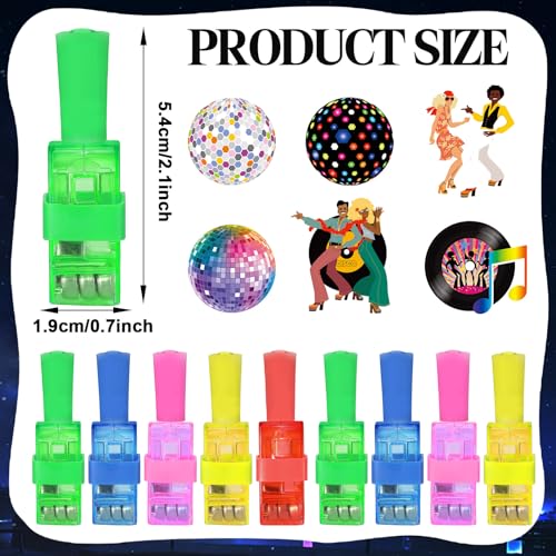Oitnlaughter 36Pcs 1970s Disco Retro LED Finger Lights 70s Party Favors Glow in the Dark Light Up Finger Lights Y2k Themed Toys Bulk for Kids Birthday Party Goodie Bag Stuffer Birthday Gifts Classroom Prize - Image 5