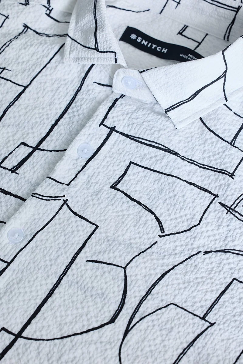 سنيتش قميص أبيض مجرد بنقوش بارزة