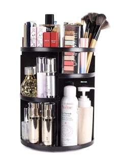 360 Rotating Makeup Organizer, DIY Adjustable Makeup Carousel Spinning Holder Storage Rack, Large Capacity Make up Caddy Shelf Cosmetics Organizer Box, Great for Countertop, Black