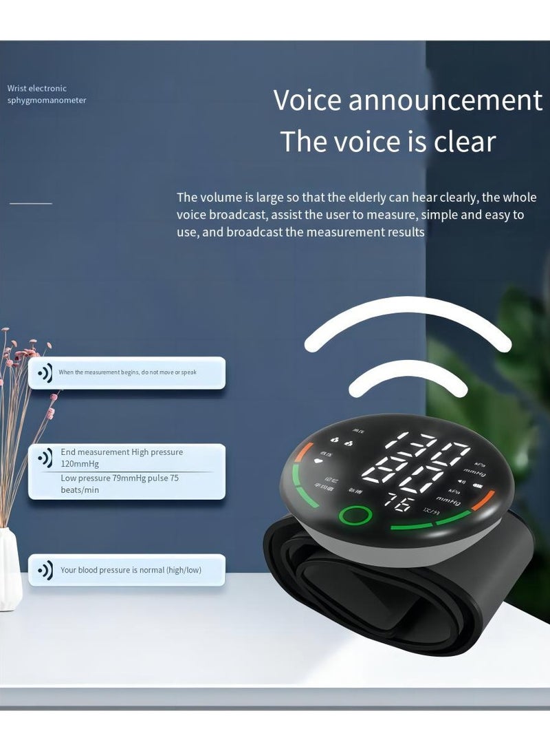 NIBEMINENT Wrist Blood Pressure Monitor,blood pressure and heart rate synchronous，with LED Backlit Display，Rechargeable Medical grade voice notification - Image 2