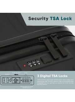 آه آه مجموعة حقائب سفر مكونة من 3 قطع مصنوعة من مادة ABS وحقيبة سفر صلبة مع عجلات وقفل TSA وحقيبة سفر قابلة للتوسيع 20/24/28 بوصة (أسود)  - Image 5