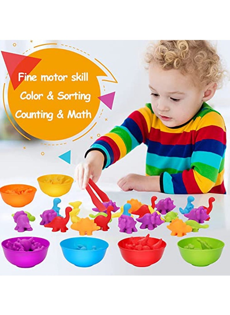 HomarKet Counting Dinosaurs Sensory Toys with Sorting Bowls,STEM Montessori Preschool Educational Learning Math Game Activities Cards (01-Dinosuar)  - Image 2