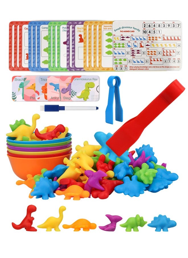 HomarKet Counting Dinosaurs Sensory Toys with Sorting Bowls,STEM Montessori Preschool Educational Learning Math Game Activities Cards (01-Dinosuar)  - Image 3