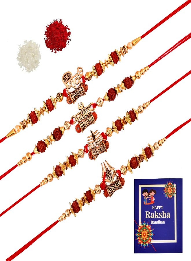 Pride Store Rakhi, Rakhi for brother Pack of (4 Rakhi, 1 TilaK Pack, 1 Greeting Card) - Image 1