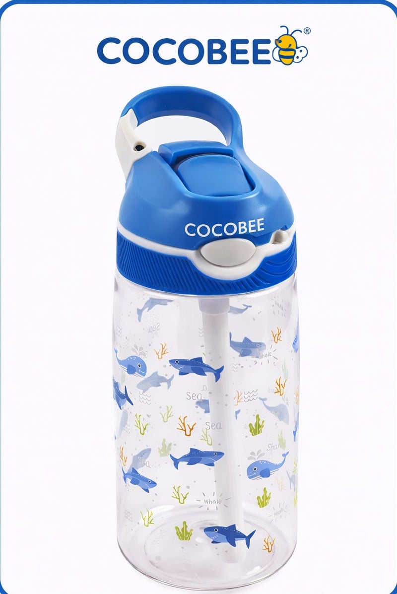 Cocobee-Ocean Tritan Water Bottle, Bpa Free, Push Button Open, Leakproof, 480Ml, 3 Years+ - Blue - Image 1