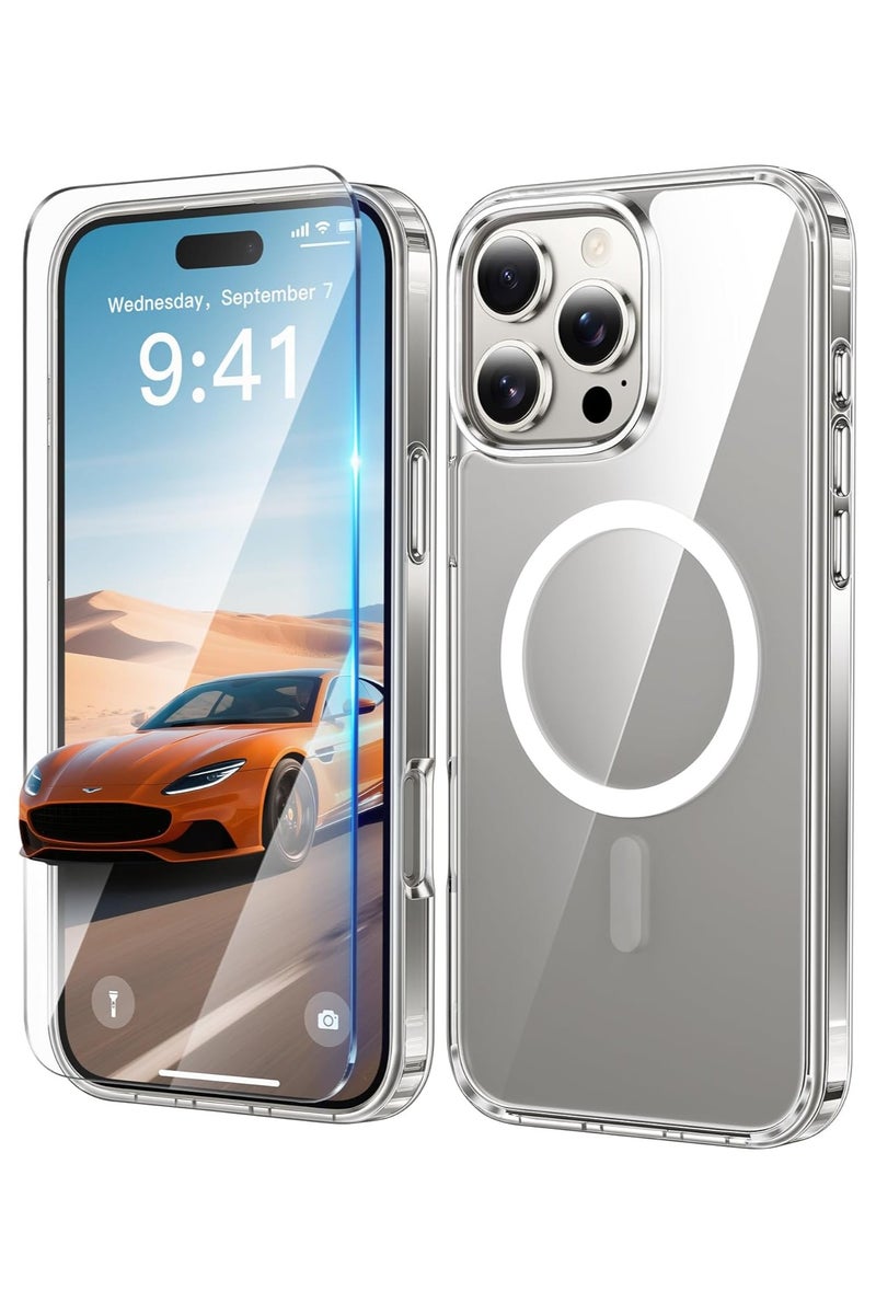 Case Clear Transparent Magnetic Case Compatible with iPhone 16 Pro Max with Free Screen Protector - Image 1