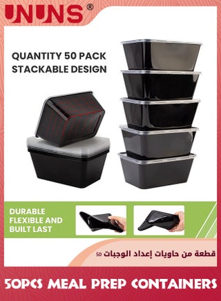 Meal Prep Containers,50Pack 1000ML Food Prep Containers With Lids,Disposable To Go Containers,Plastic Food Storage Containers With Lids,BPA Free,Stackable,Microwave Safe - view 5
