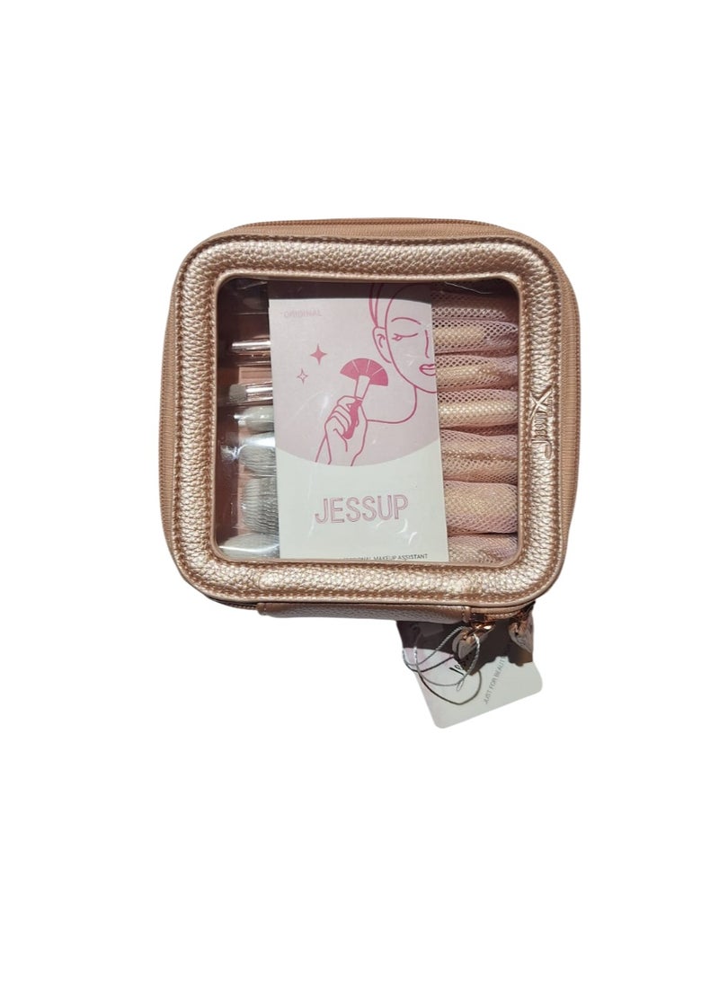 Jessup 8Pcs White and Rose Gold Brush Set