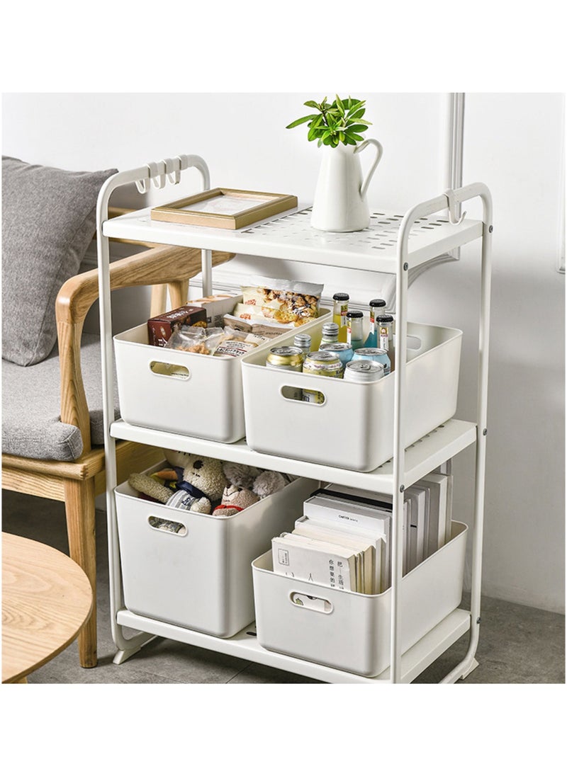 FCG Home - Pantry Cupboard Storage Organizer White Box Basket Bin with Handles (Large)