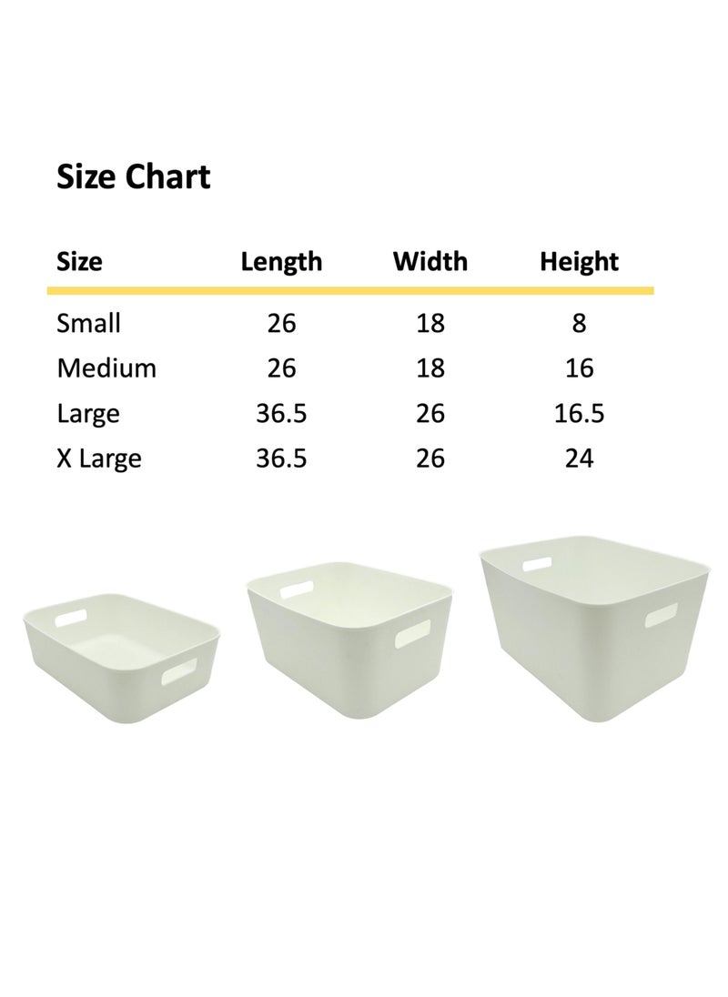 FCG Home - Pantry Cupboard Storage Organizer White Box Basket Bin with Handles (Large)
