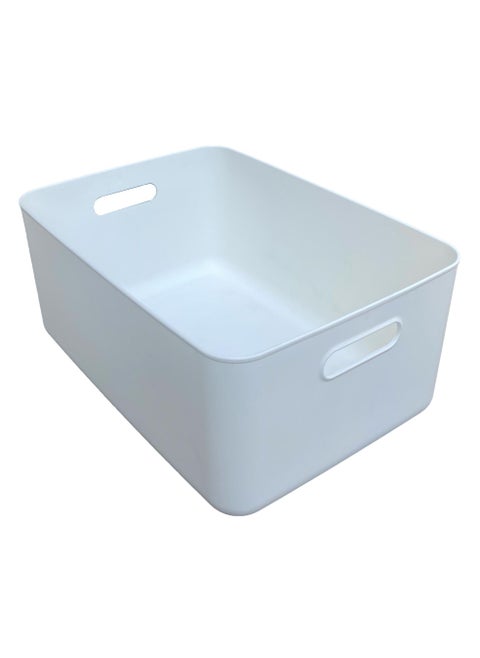 FCG Home - Pantry Cupboard Storage Organizer White Box Basket Bin with Handles (Large)