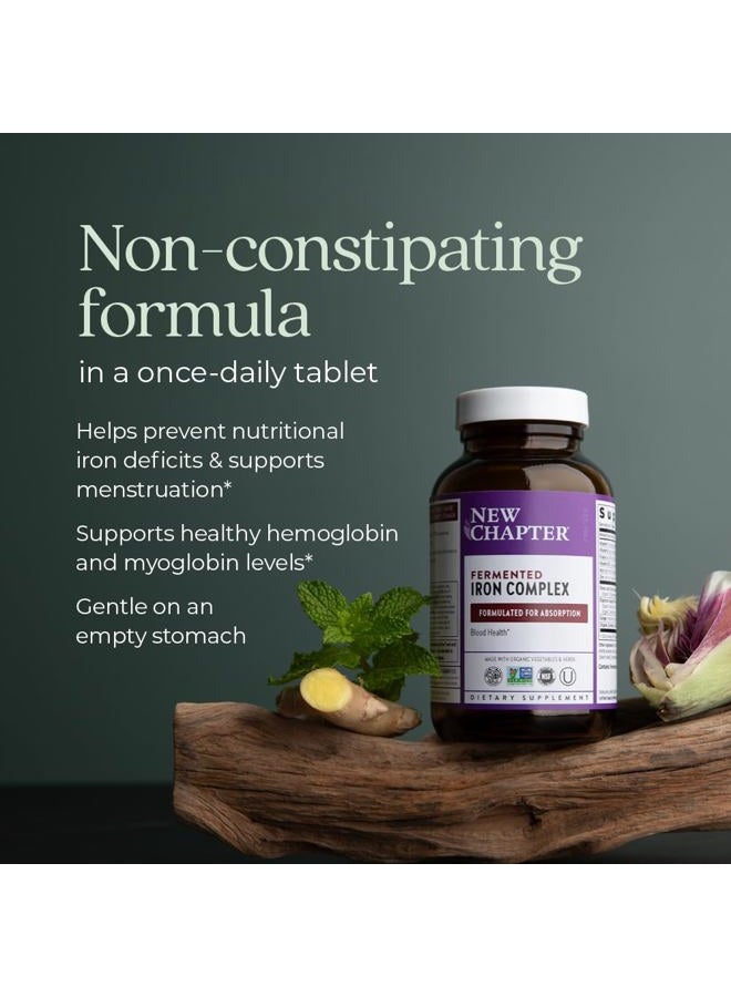 New Chapter Iron Supplement, Whole-Food Fermented Iron Complex Made with Organic Vegetables & Herbs + One Daily Non-Constipating Dose- 60ct, 2 Month Supply - Image 5