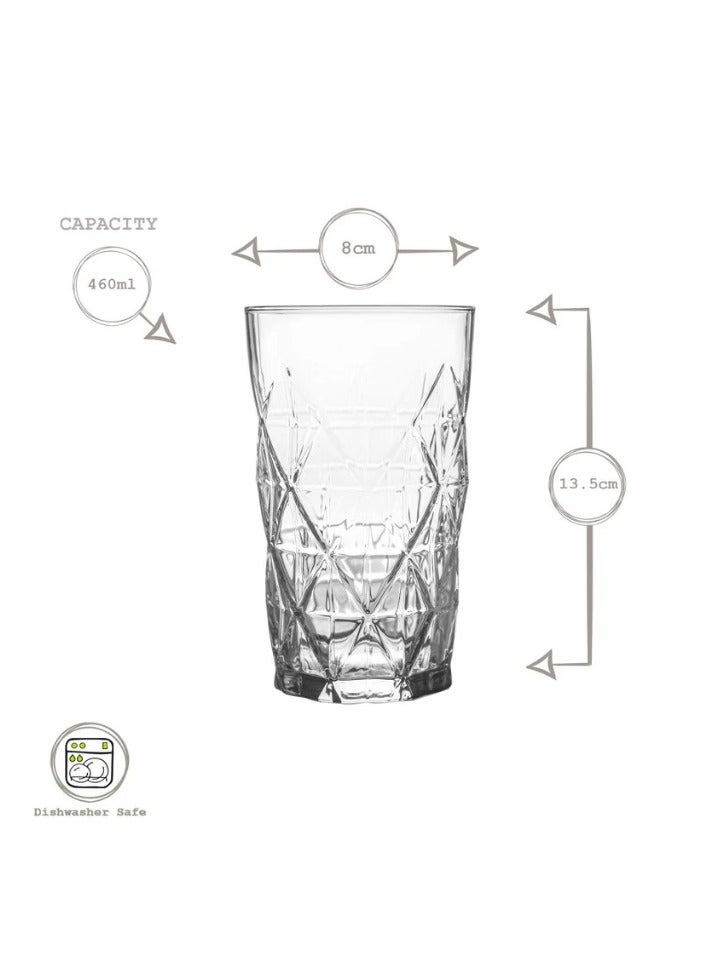 LAV 3 Pieces Keops Long Drink Tumbler Set 460 Ml - Clear - Image 3
