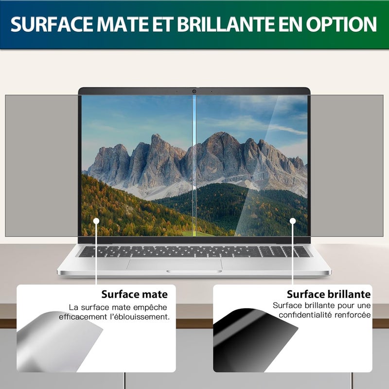 STARY 15.6 Inch Laptop Privacy Film for 16:9, Removable Anti-Spy Screen Privacy Film, 15.6 Inch Blue Light Anti-Glare Privacy Screen Film, Compatible with Lenovo HP Dell Acer Samsung Asus - Image 5