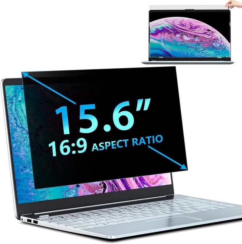 STARY 15.6 Inch Laptop Privacy Film for 16:9, Removable Anti-Spy Screen Privacy Film, 15.6 Inch Blue Light Anti-Glare Privacy Screen Film, Compatible with Lenovo HP Dell Acer Samsung Asus - Image 1