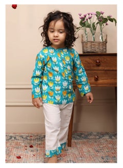 Polka Tots Polka Tots Full Sleeves Night Wear Lotus Kurta Pyjama - White  - Image 2