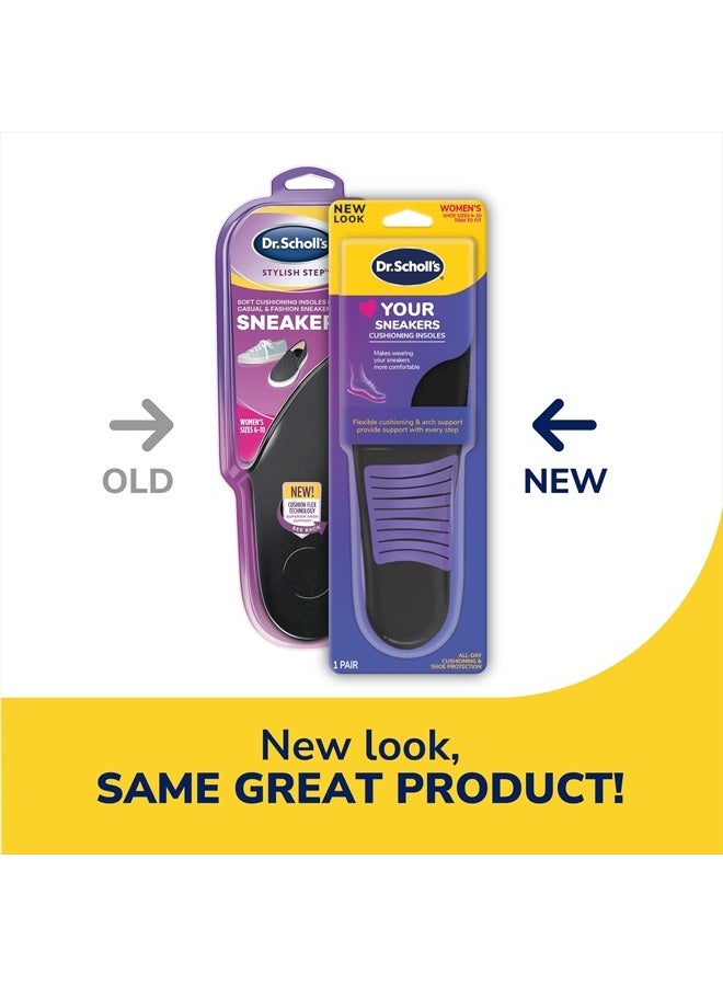 Dr. Scholl's ® Love Your Sneakers Full Length Insoles, All-Day Comfort for Slip on & High Top Sneaker, Prevent Discomfort, Arch Support, Absorb Shock, Trim Insert to Fit Shoe, Women Size 6-10, 1 Pair  - Image 2