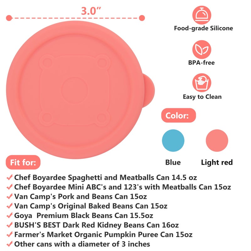 Purekra 2PCs 3-inch/7.5cm Silicone Can Lids for Chef Boyardee | Van Camp's | Goya | Bush's Best | Farmer's Market Can, Can Cover for Canned Good, Fit Most Standard Size, Dishwasher Safe (Can NOT Included) - Image 2