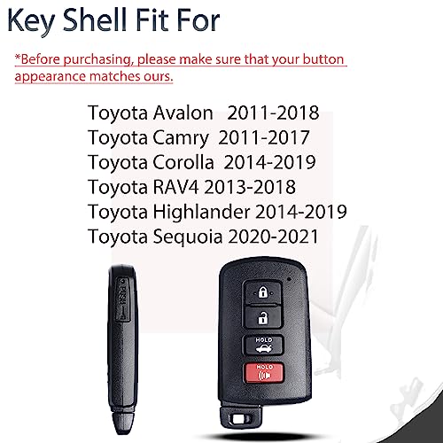 SUPALAND Key Fob Shell Case Replacement Fits for Toyota Avalon Camry Corolla RAV4 Highlander Sequoia 2011 2012 2013 2014 2015 2016 2017 2018 2019 Keyless Entry Remote Control 4 Button Case Cover - Image 4